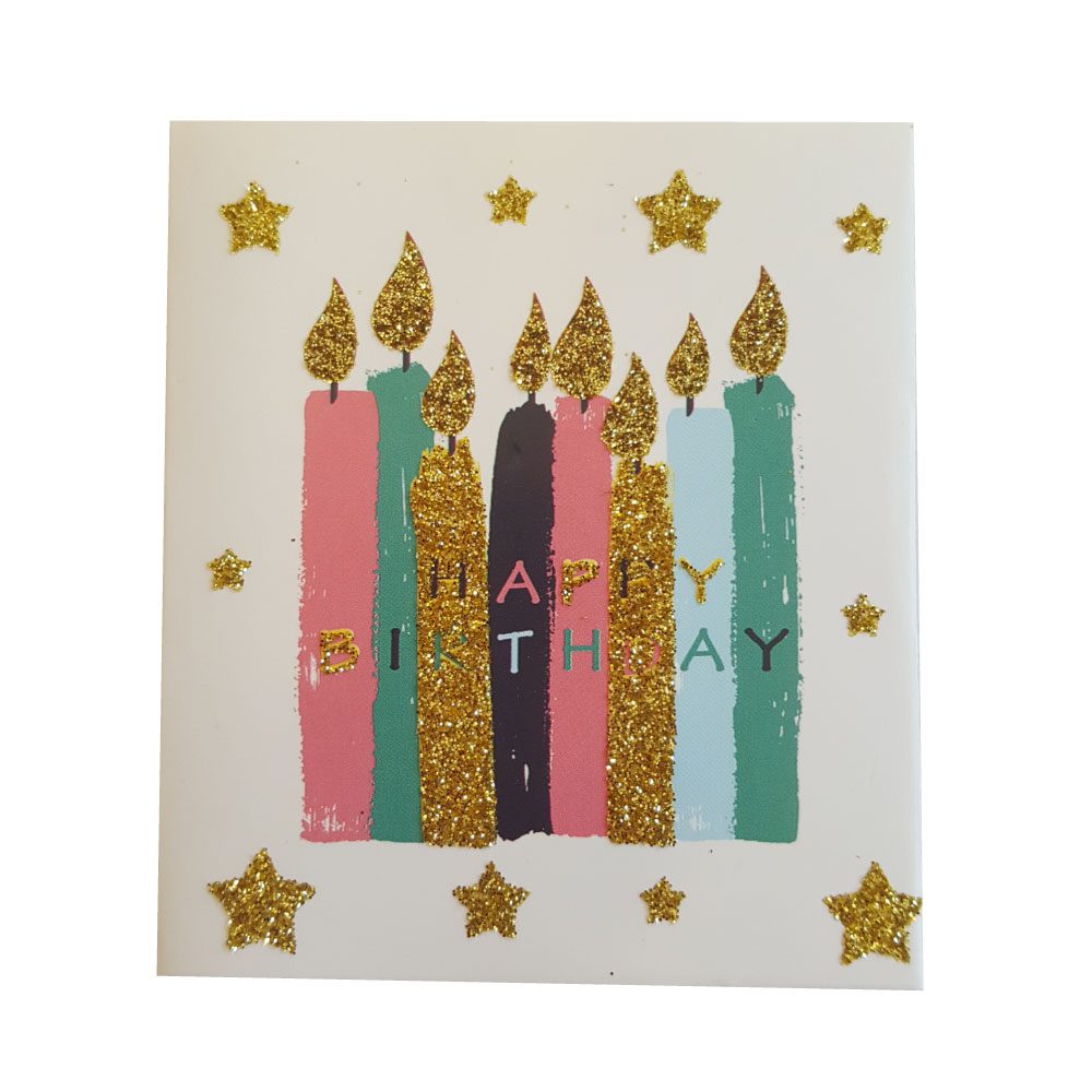 Κάρτα Glitter Κεράκια  8x7εκ.