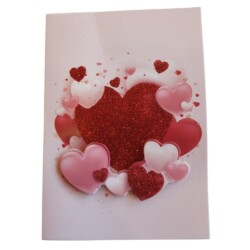 Κάρτα 3D Glitter Πολλές Καρδιές  17x12εκ.