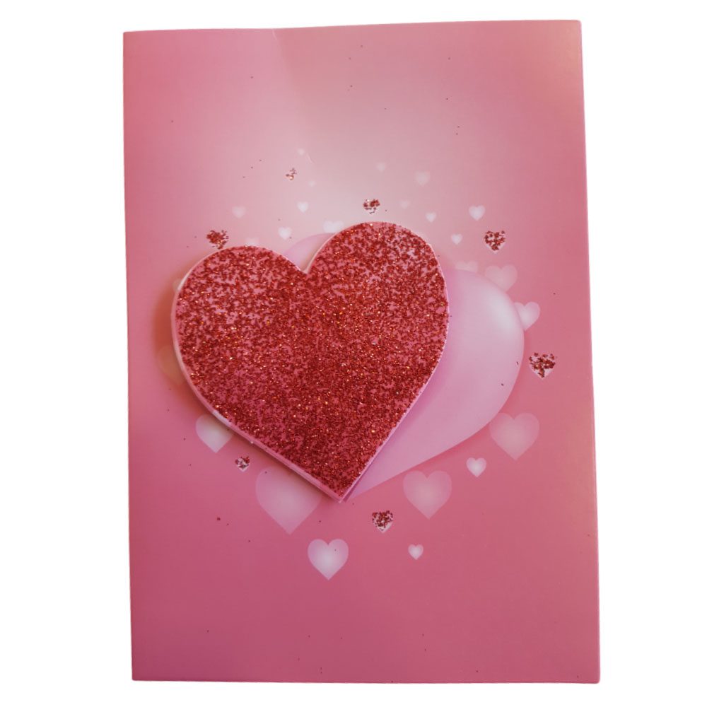 Κάρτα 3D Glitter Δυο Καρδιές  17x12εκ.
