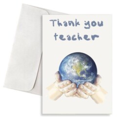 Κάρτα Best Teacher Χέρια Γη  17x10εκ.